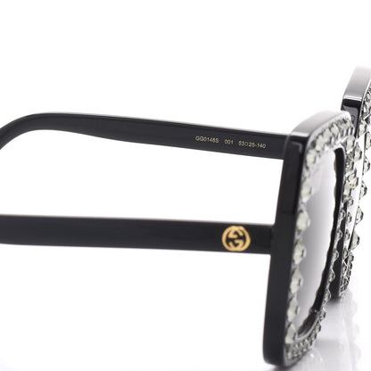 Gucci Acetate Crystal Oversize Sunglasses GG0148S Black 8 of 9