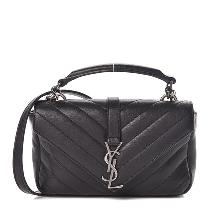 Saint Laurent Sheepskin Matelasse Chevron Monogram College Chain Wallet Black 1 of 14