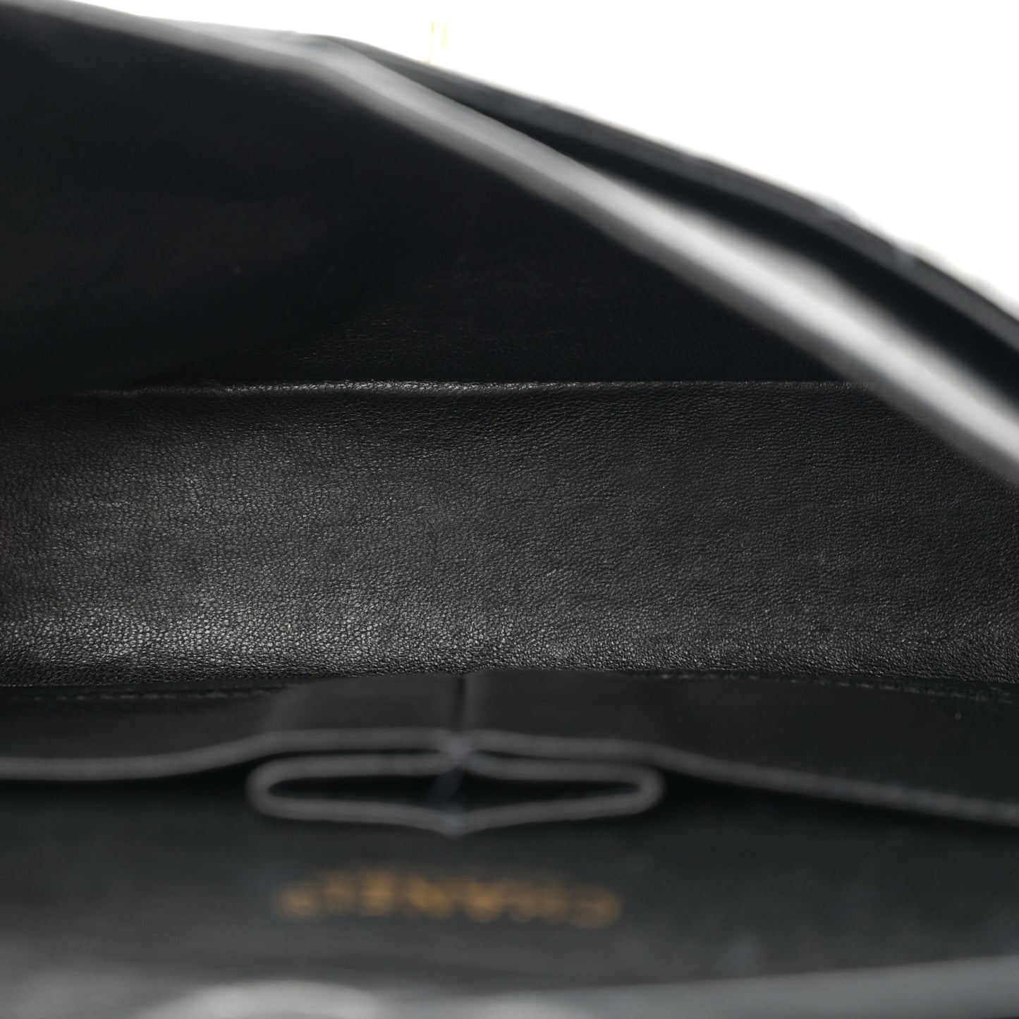 Patent Quilted Medium Double Flap Black