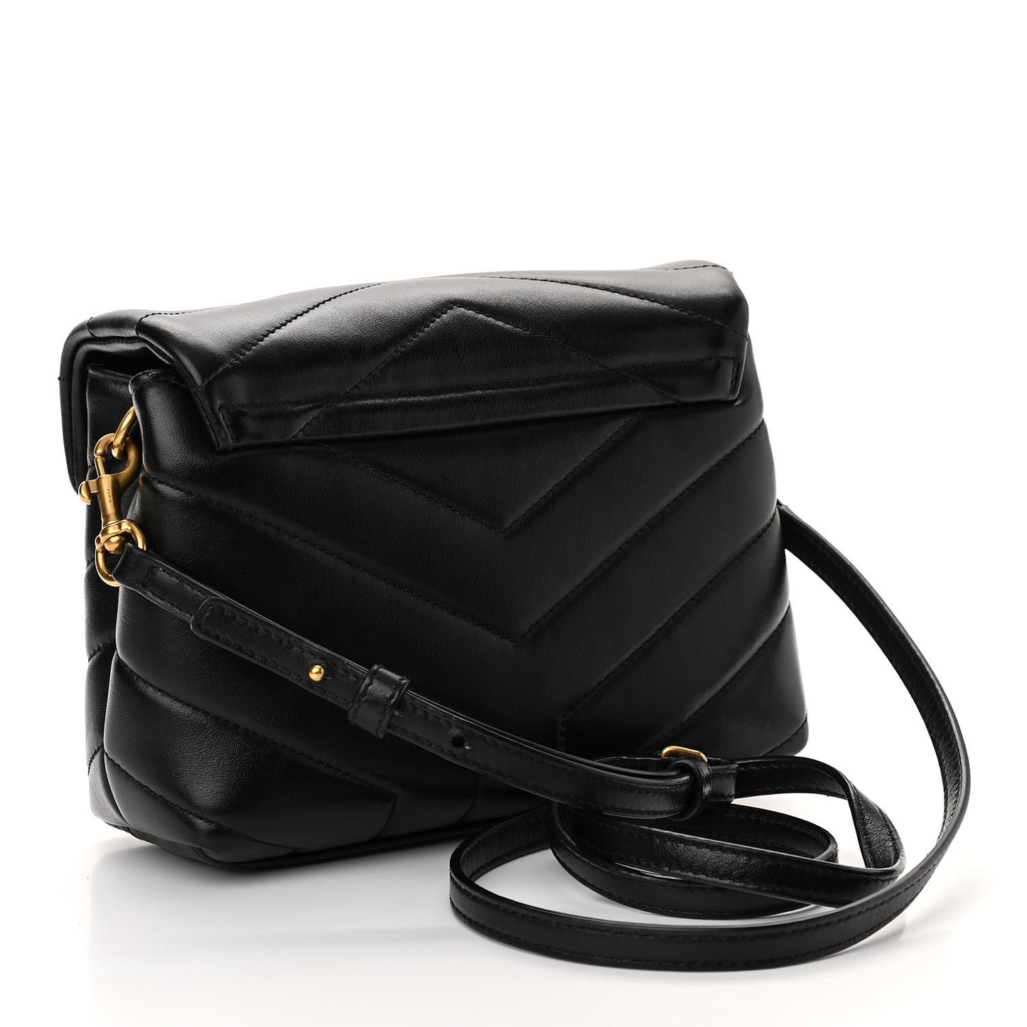 Calfskin Y Quilted Monogram Toy Loulou Crossbody Bag Black