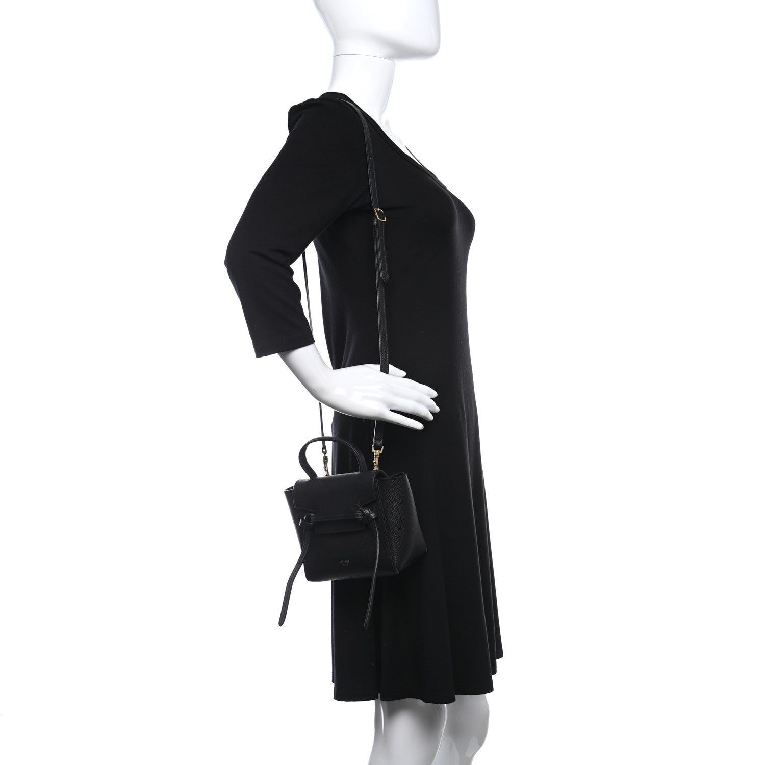 Celine Grained Calfskin Pico Belt Bag Black 2 of 9