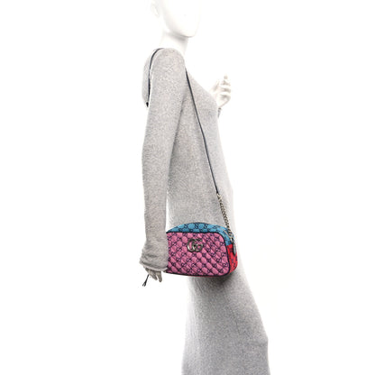 Gucci Monogram Multicolor Matelasse Diagonal Small GG Marmont Chain Shoulder Bag Pink Blue Green Red Light Blue 2 of 12