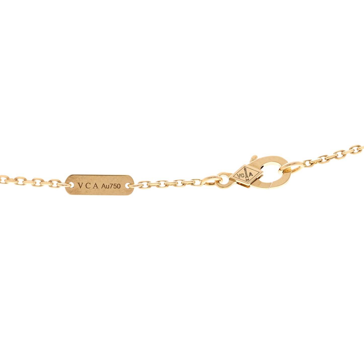 18K Yellow Gold Mother of Pearl Vintage Alhambra Pendant Necklace