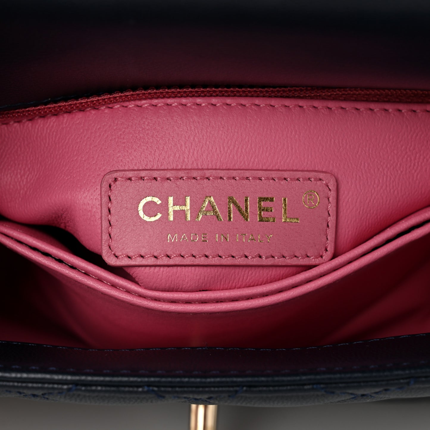 Goatskin Quilted Extra Mini Rainbow Coco Handle Flap Navy Blue