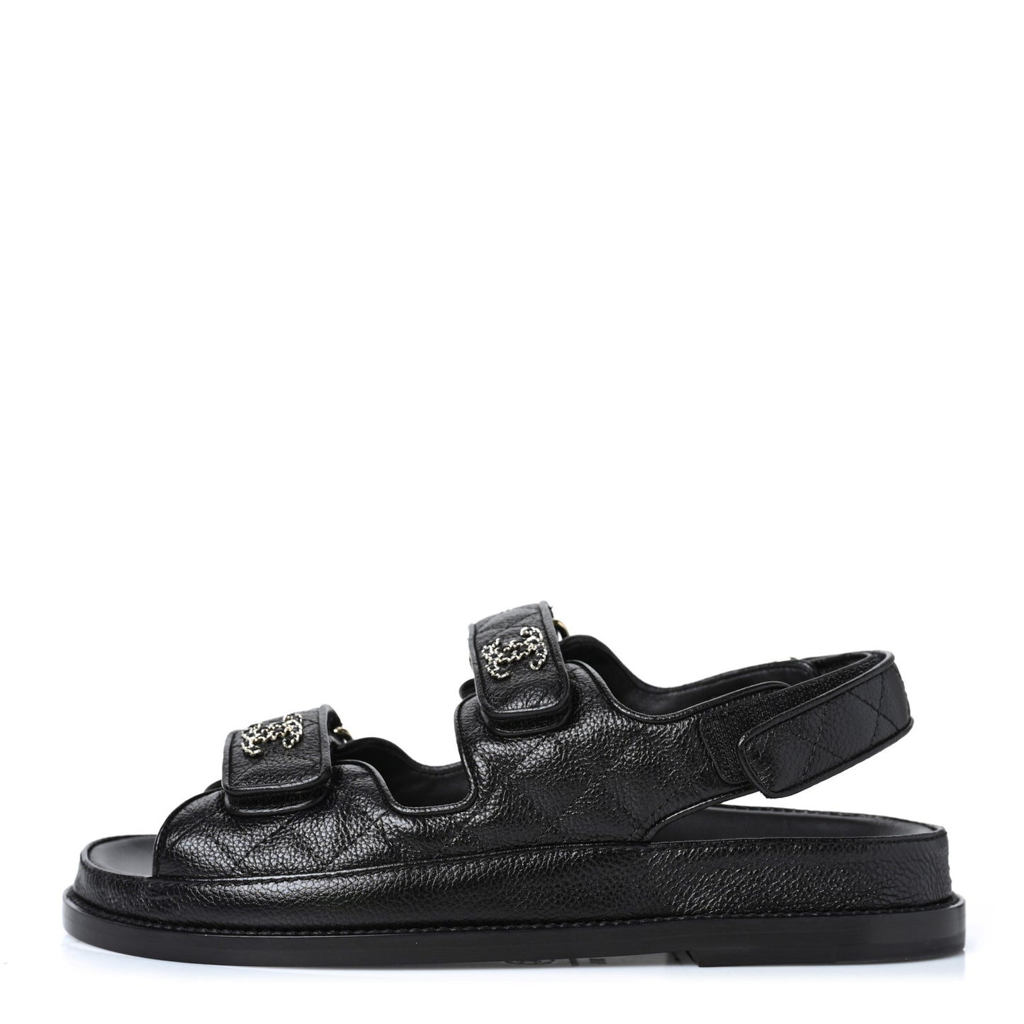 Grained Calfskin Velcro Dad Sandals 36.5 Black