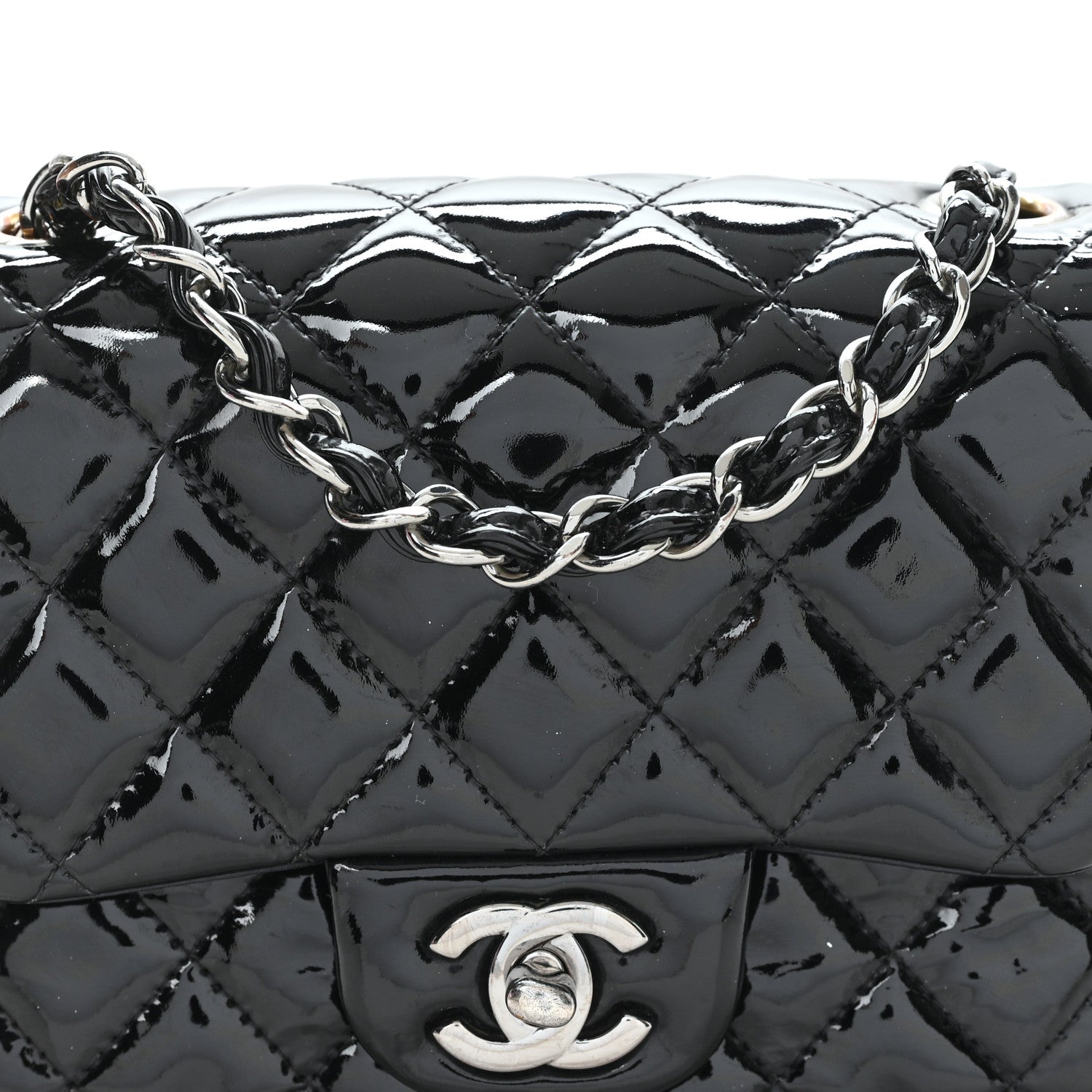 Chanel Patent Calfskin Quilted Mini Square Flap Black 8 of 11