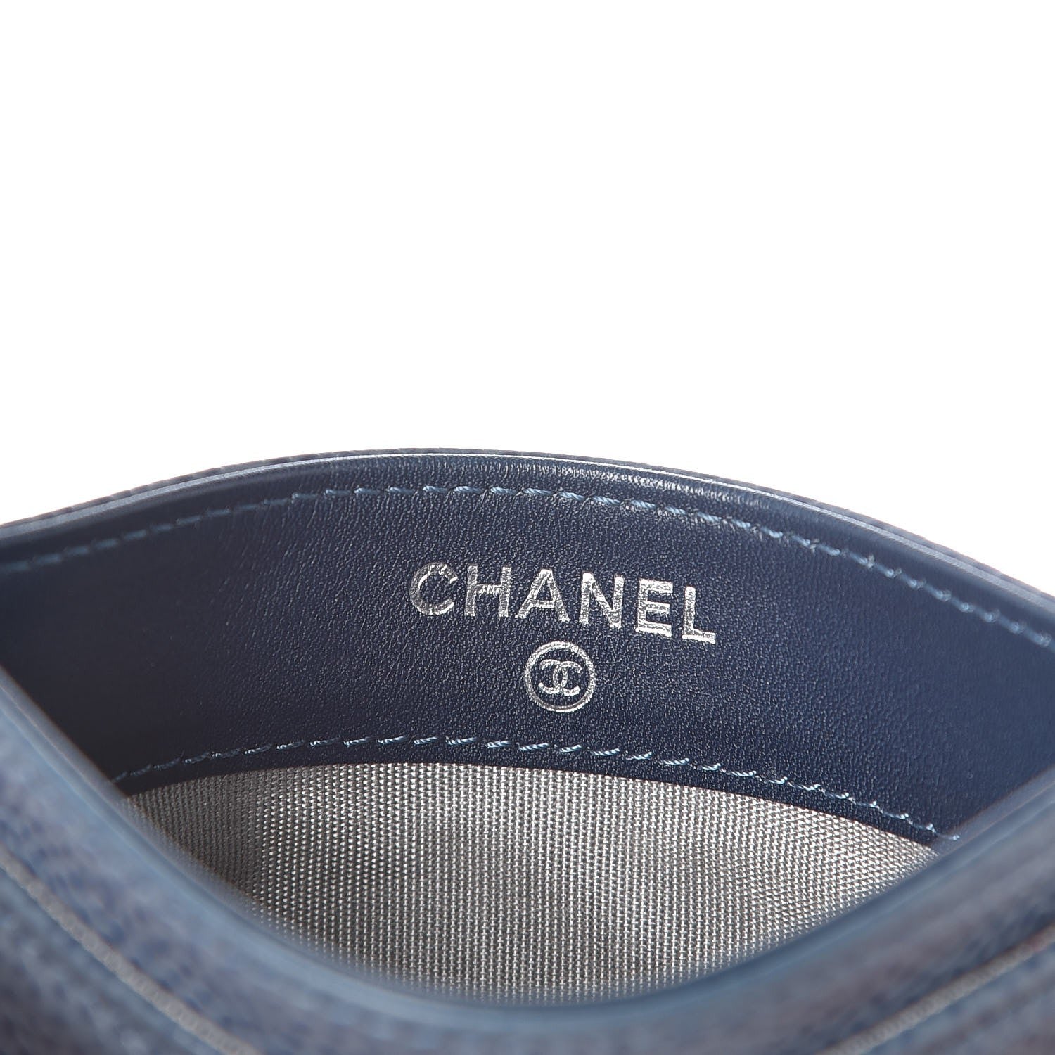 Chanel Caviar Timeless CC Card Holder Wallet Blue 6 of 9