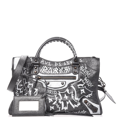 Balenciaga Agneau Arena Graffiti All Over Classic Hardware City Gris Fossile White 1 of 9