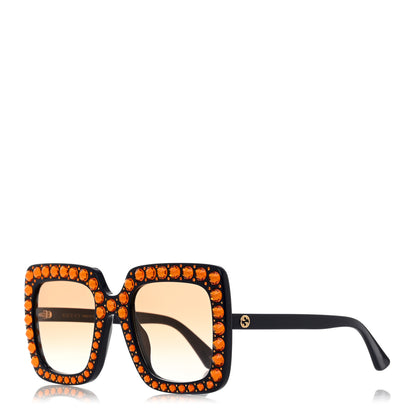 Gucci Acetate Crystal Oversize Sunglasses GG0148S Blue 1 of 8