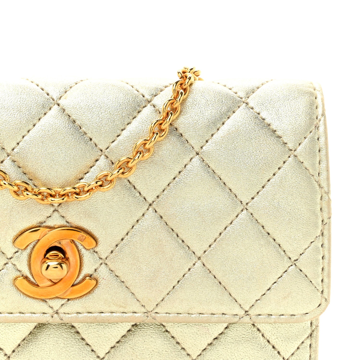 Chanel Metallic Lambskin Quilted Mini Flap Gold 8 of 12