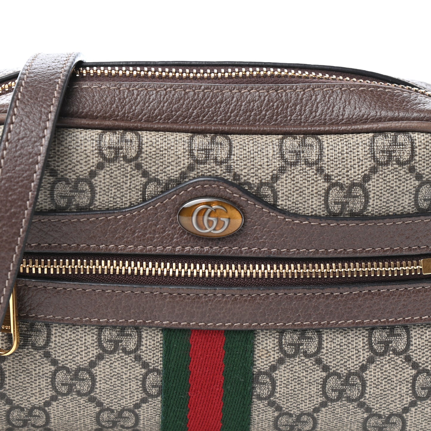 GG Supreme Monogram Web Mini Ophidia Shoulder Bag Brown
