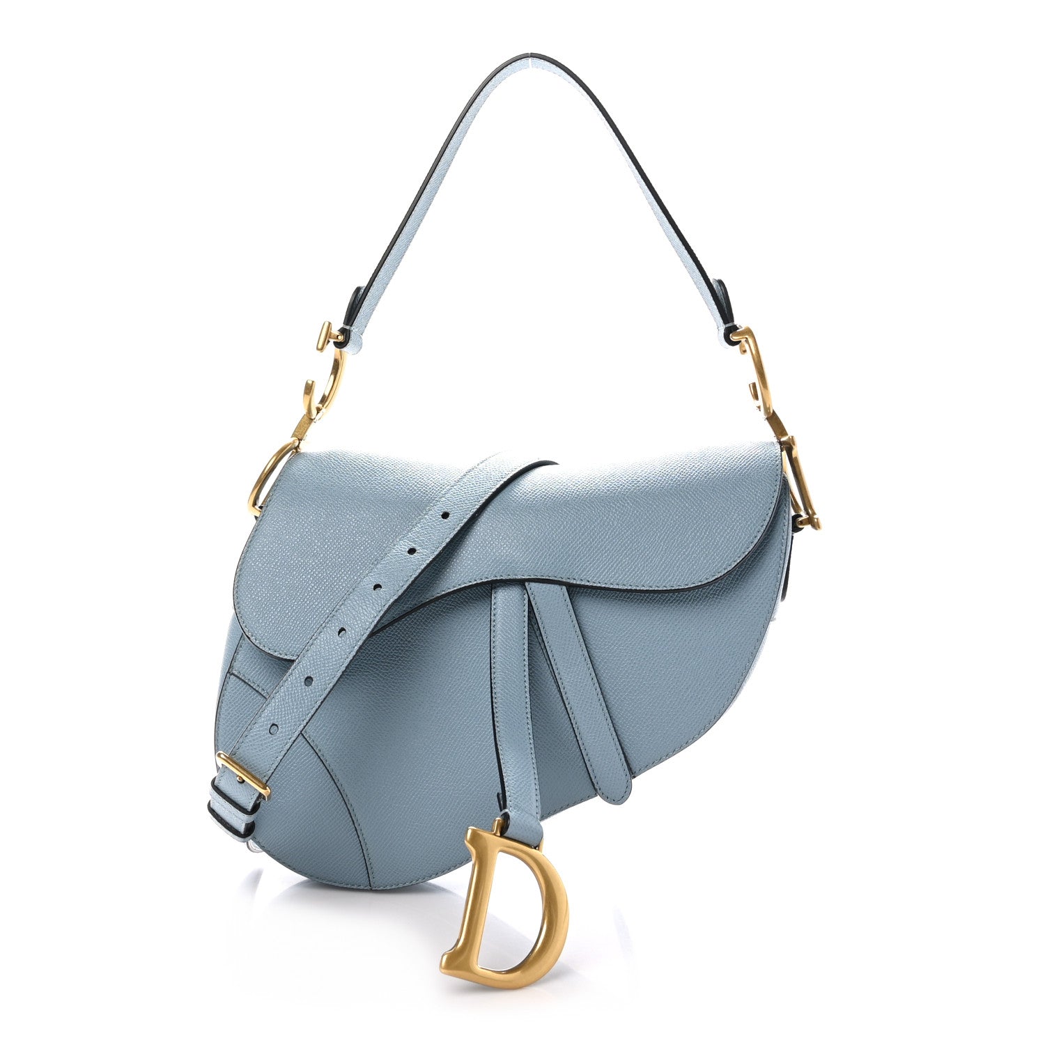 Christian Dior Grained Calfskin Saddle Bag Sky Blue 1 of 10