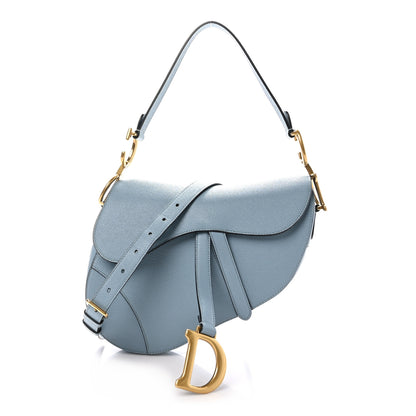 Christian Dior Grained Calfskin Saddle Bag Sky Blue 1 of 10