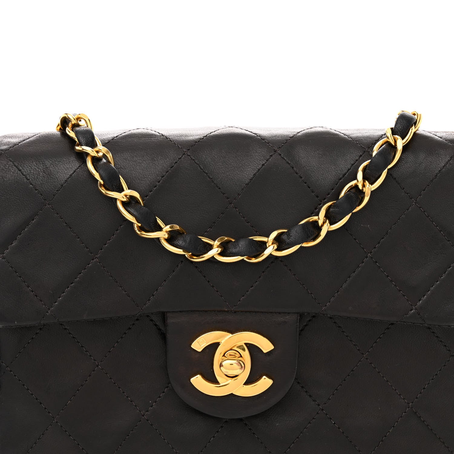 Chanel Lambskin Quilted Mini Square Flap Bag Black 9 of 12
