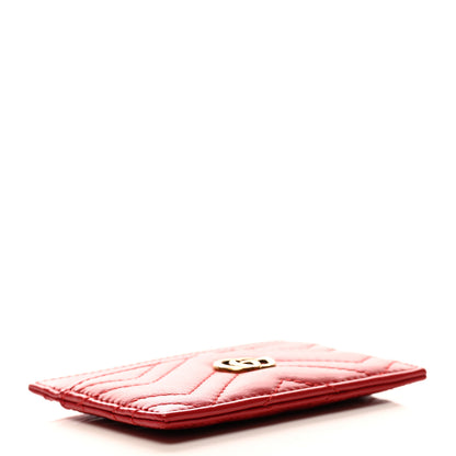 Gucci Calfskin Matelasse GG Marmont Card Holder Hibiscus Red 3 of 5