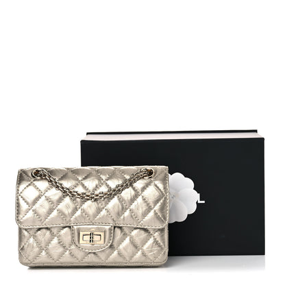 Chanel Metallic Aged Calfskin Quilted 2.55 Reissue Mini Flap Light Gold 11 of 11