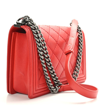 Chanel Calfskin Double Stitch New Medium Boy Flap Red 3 of 9
