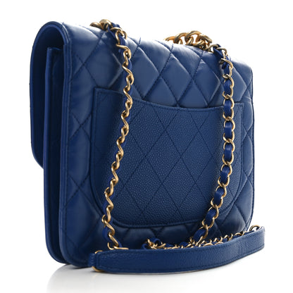 Chanel Calfskin Caviar Quilted Chain Handle Flap Blue 3 of 9