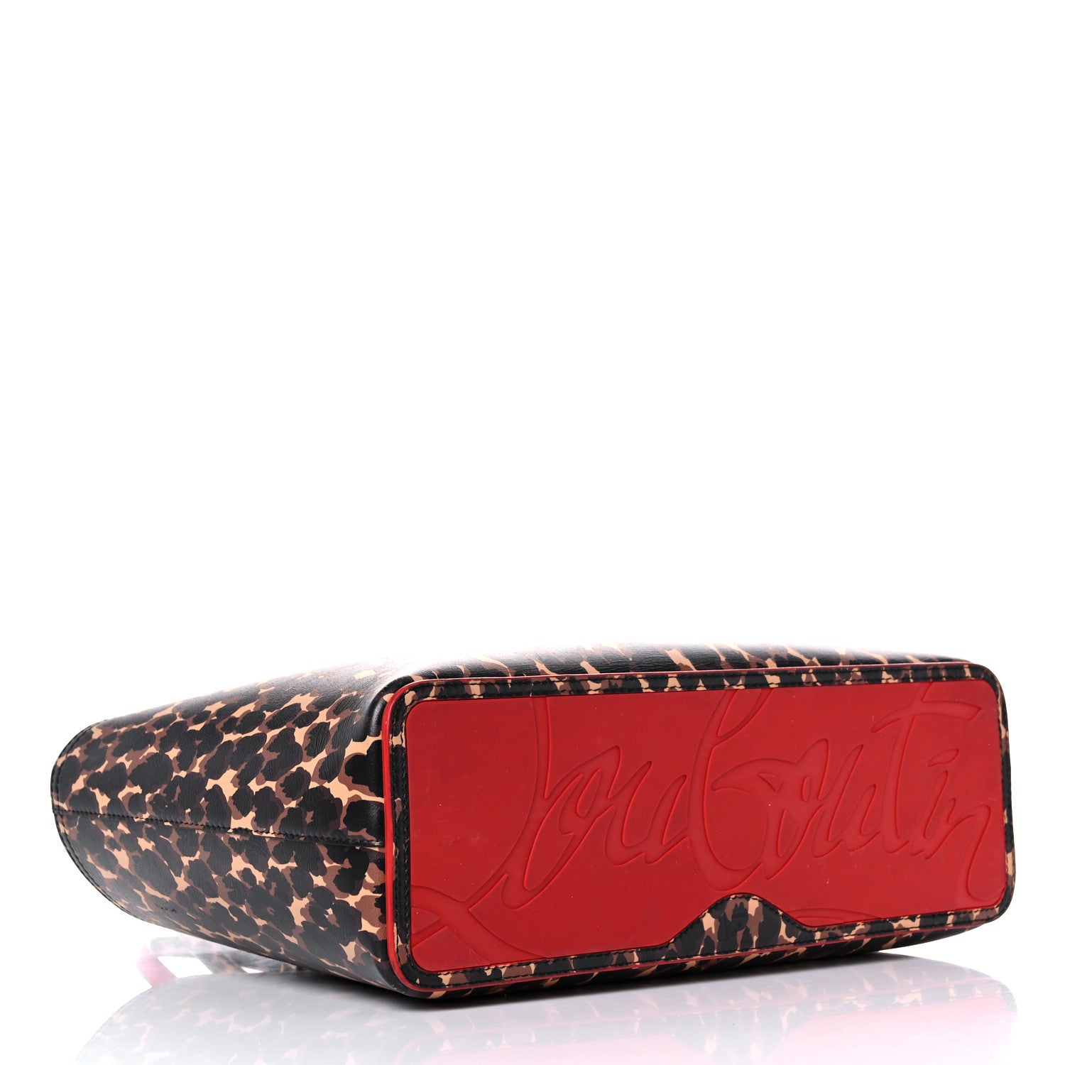 Christian Louboutin Calfskin Leopard Print Spikes Small East West Cabata Tote Brown 5 of 28