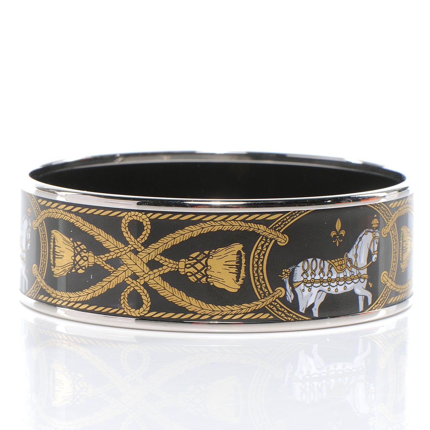 Enamel Printed Wide Grand Apparat Bracelet 70 Black