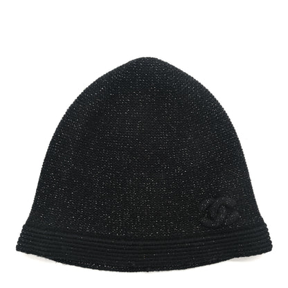 Chanel Cashmere Blend CC Beanie Hat Black 1 of 3