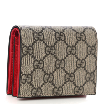 Gucci GG Supreme Monogram Cherry Embellished Card Case Wallet Hibiscus Red 3 of 11