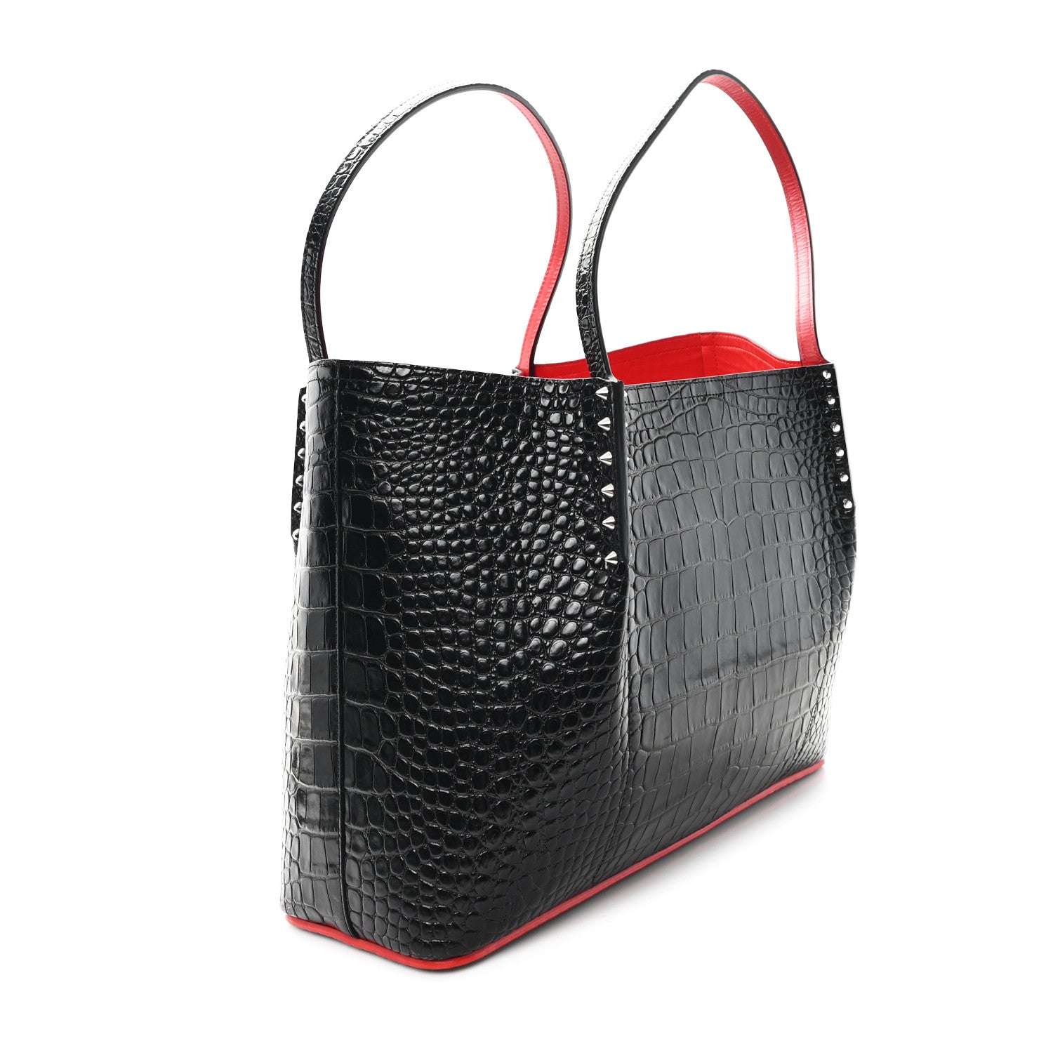 Christian Louboutin Calfskin Crocodile Embossed Spikes Large