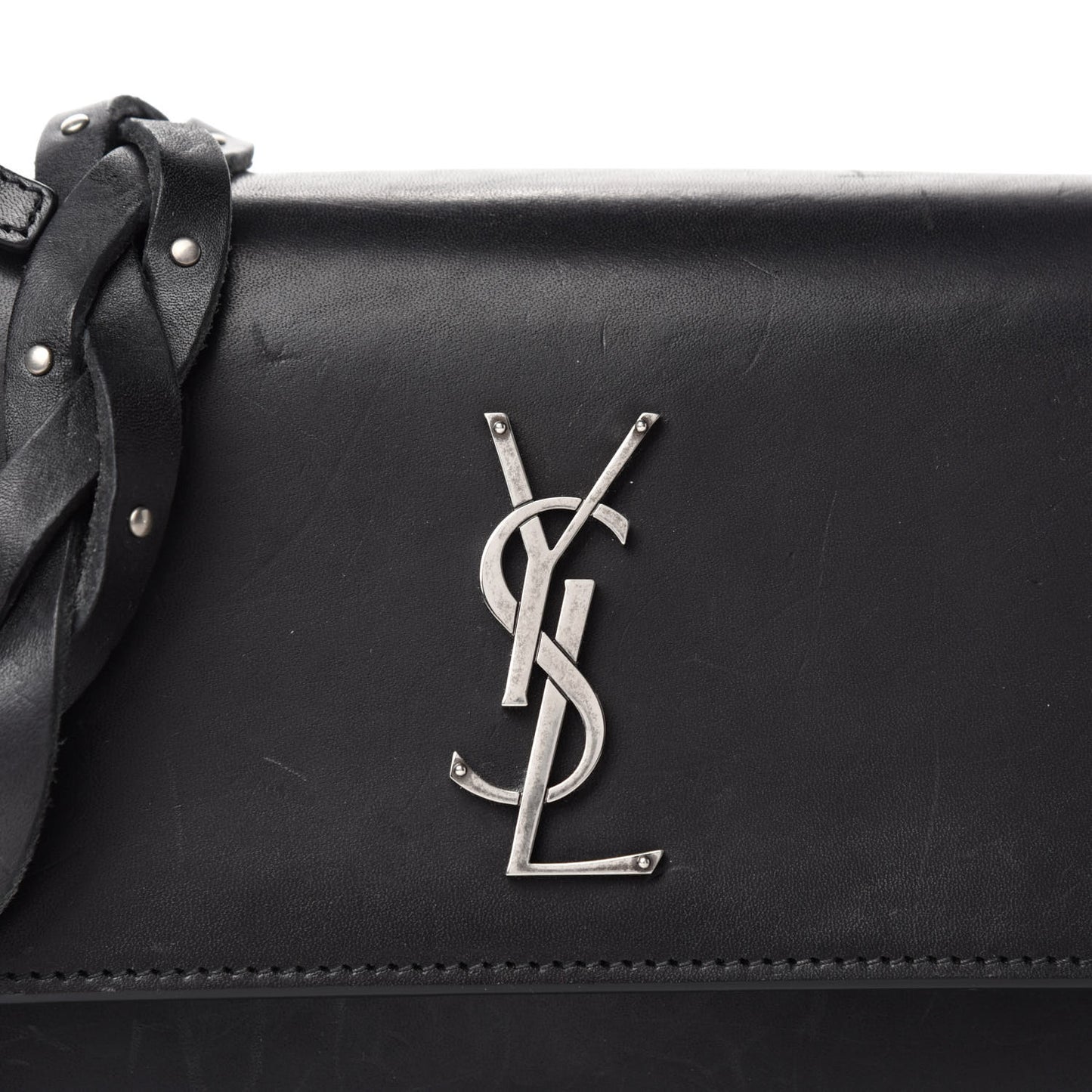 Calfskin Medium Monogram Sunset Shoulder Bag With Braided Strap Black