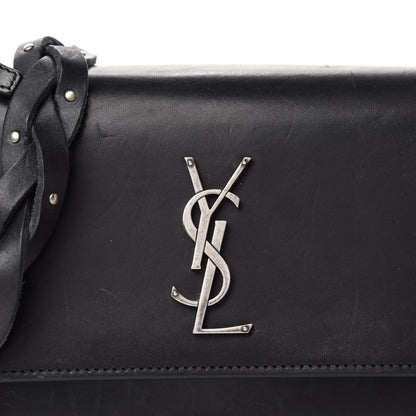 Saint Laurent Calfskin Medium Monogram Sunset Shoulder Bag With Braided Strap Black 14 of 14