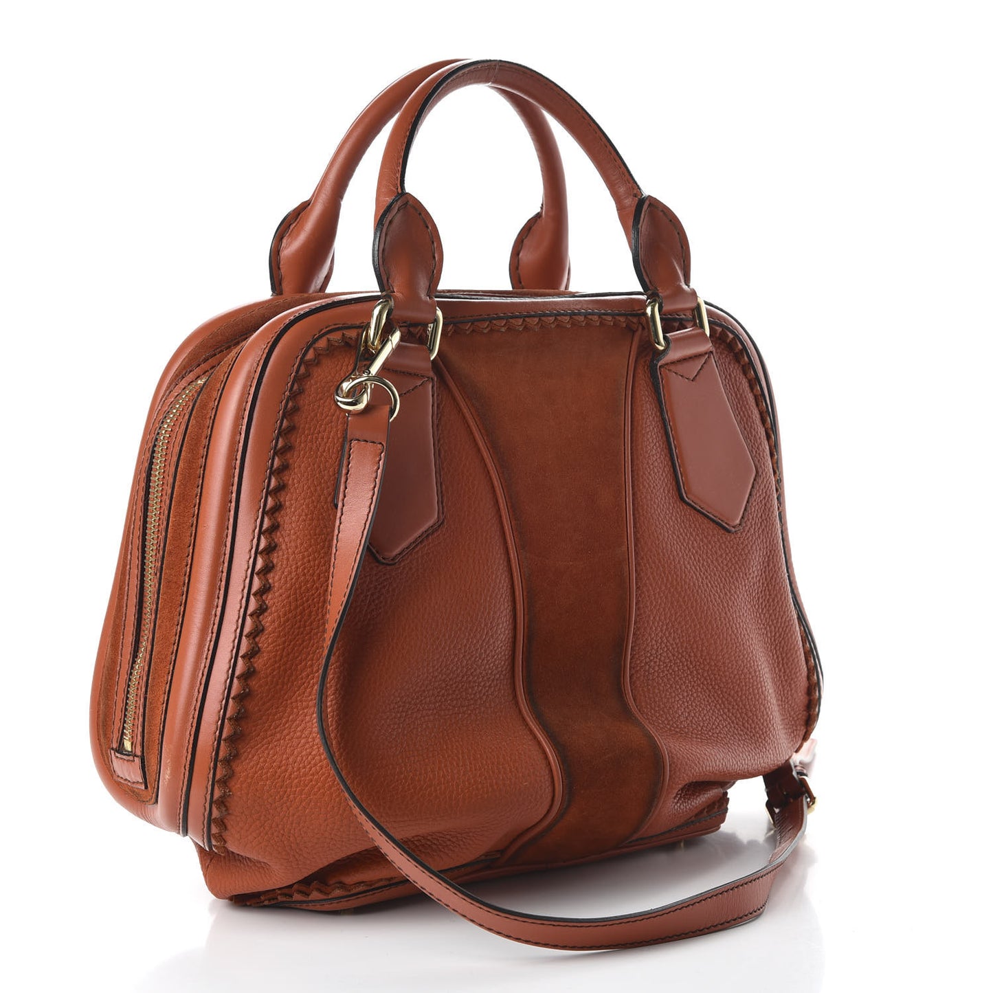 Grainy Calfskin Suede Prorsum Tassel Bowling Bag Orange