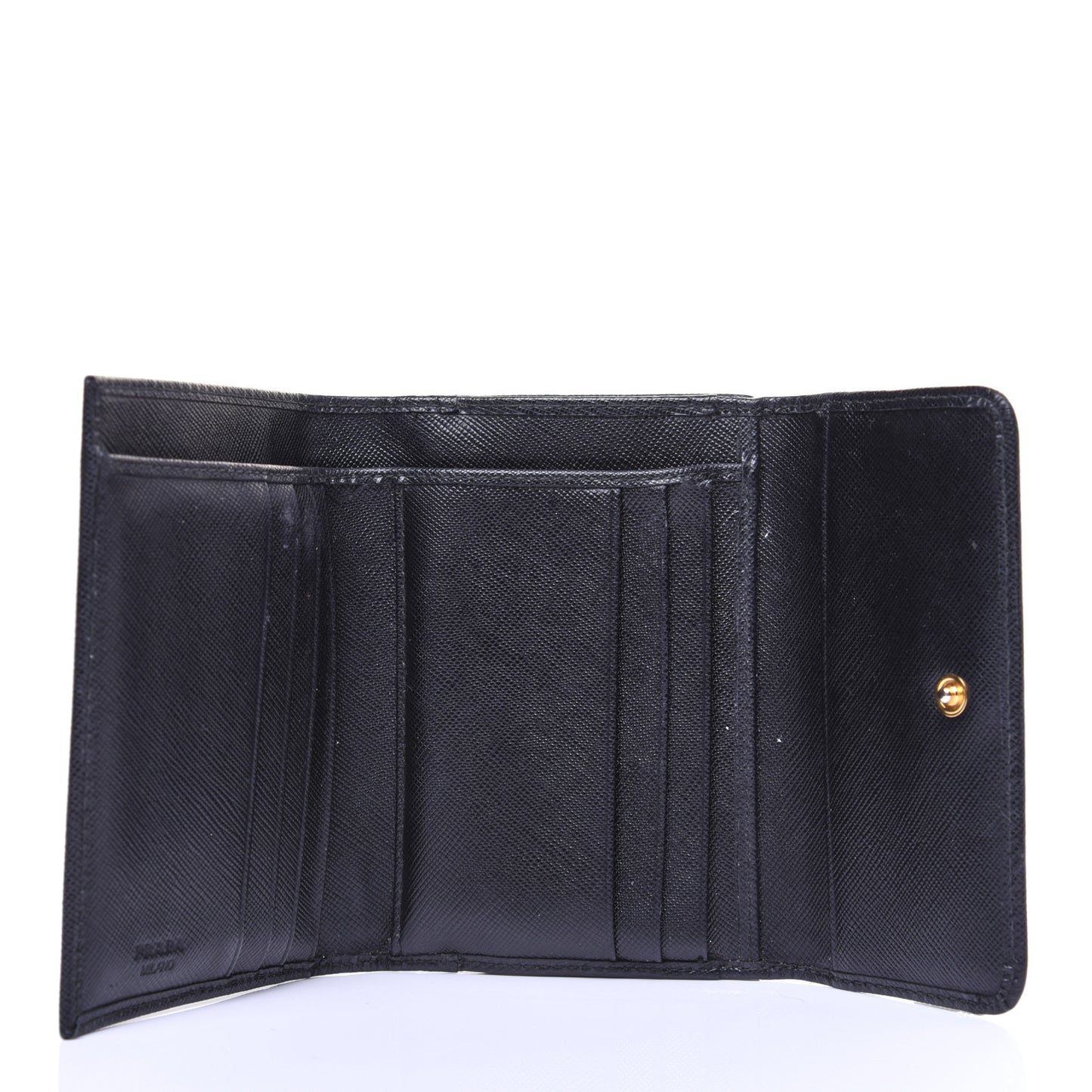 Saffiano Metal Flap Compact Wallet Black