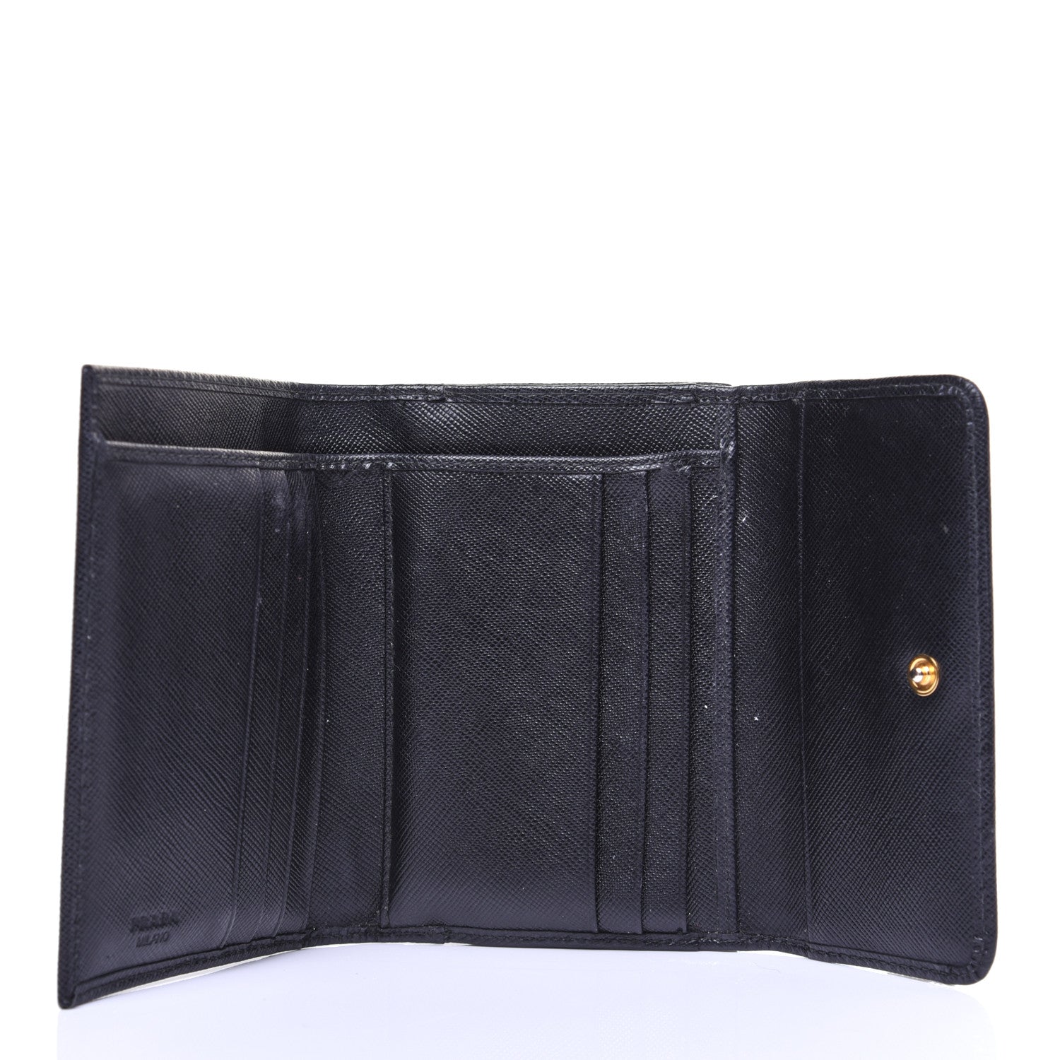 Prada Saffiano Metal Flap Compact Wallet Black 5 of 11