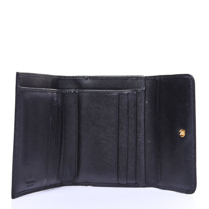 Prada Saffiano Metal Flap Compact Wallet Black 5 of 11