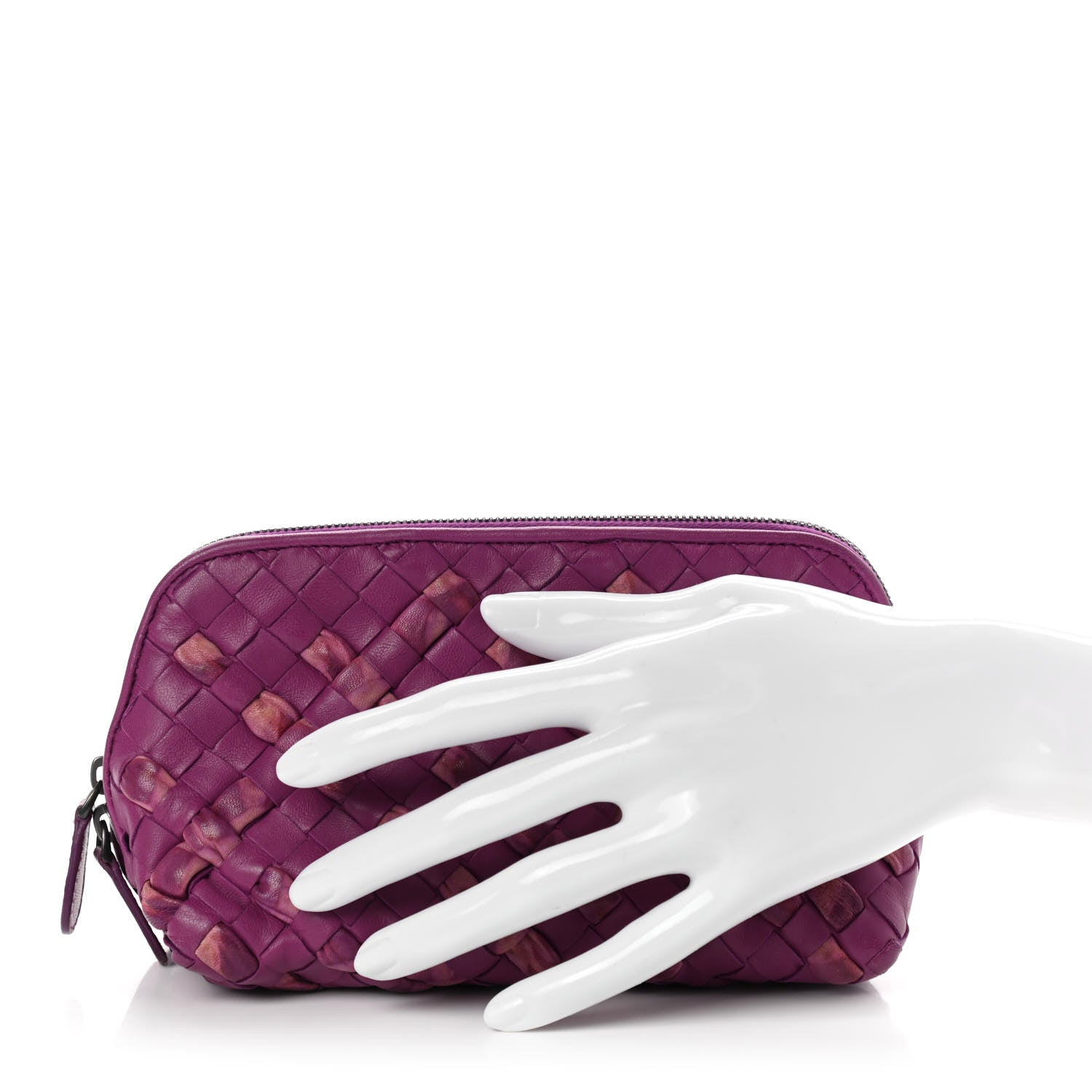 Bottega Veneta Nappa Intrecciato Sfrangiato Cosmetic Case Orchid 2 of 7