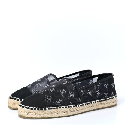Chanel Mesh Grosgrain CC Espadrilles 41 Black White 3 of 7