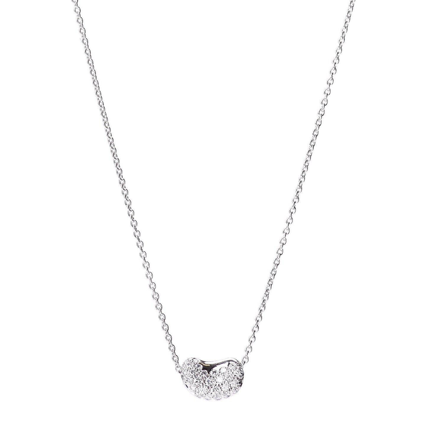 Platinum Diamond Elsa Peretti Bean Pendant Necklace
