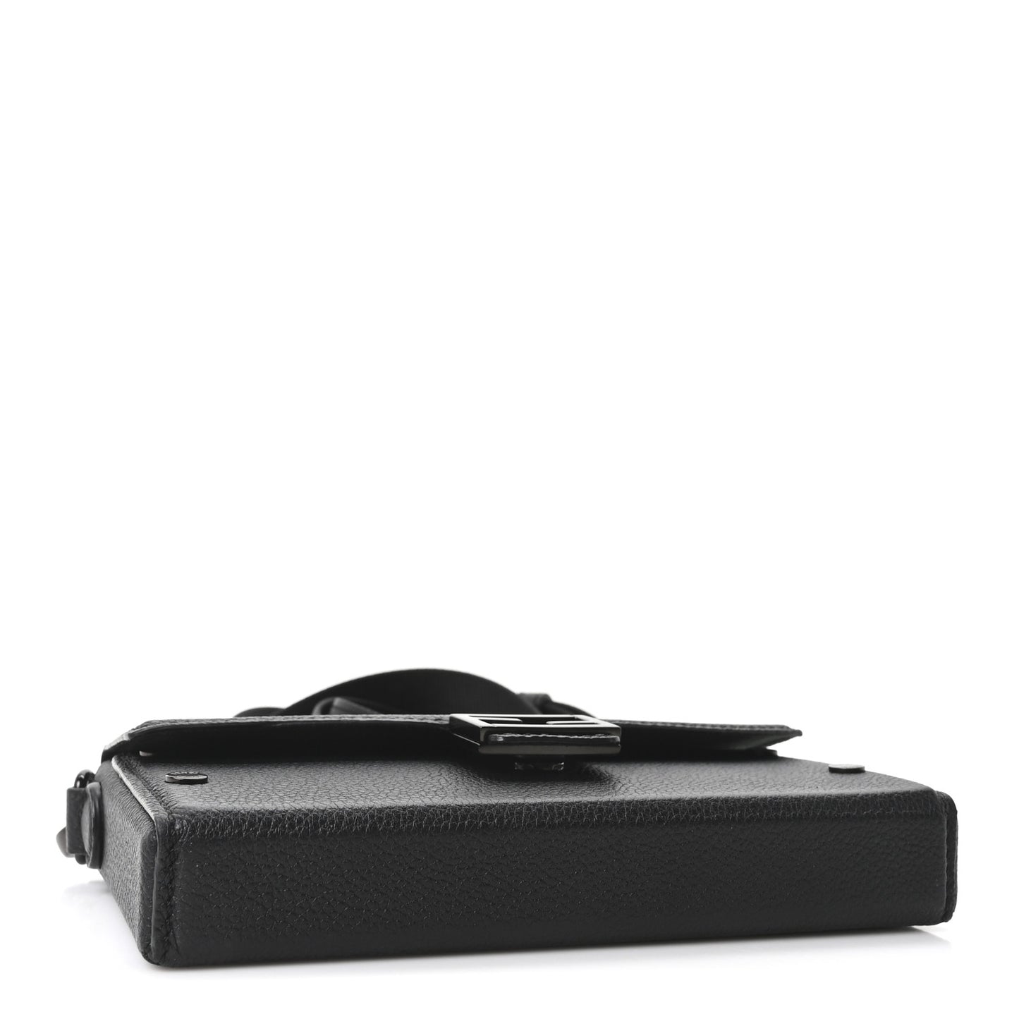 Vitello Cher Baguette Soft Trunk Phone Pouch Black