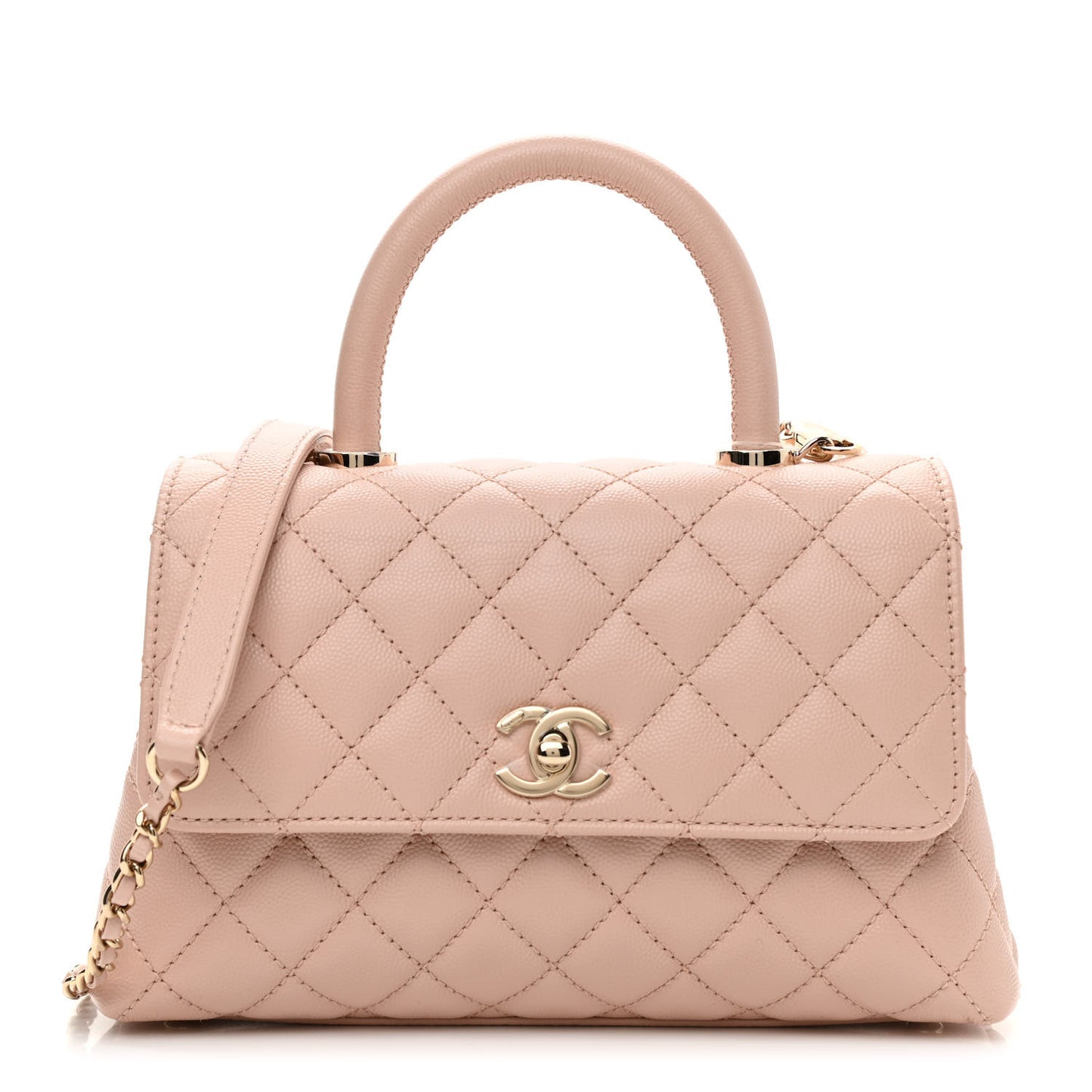 Caviar Quilted Mini Coco Handle Flap Rose Clair