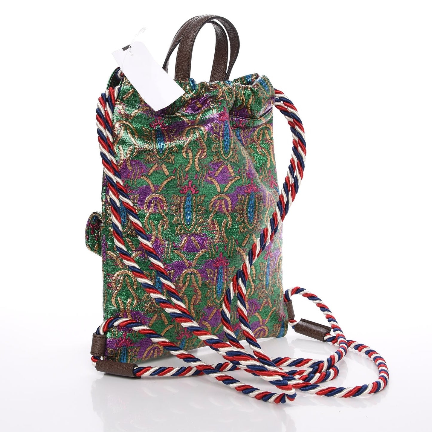 Brocade Animalier Bow Drawstring Backpack Multicolor