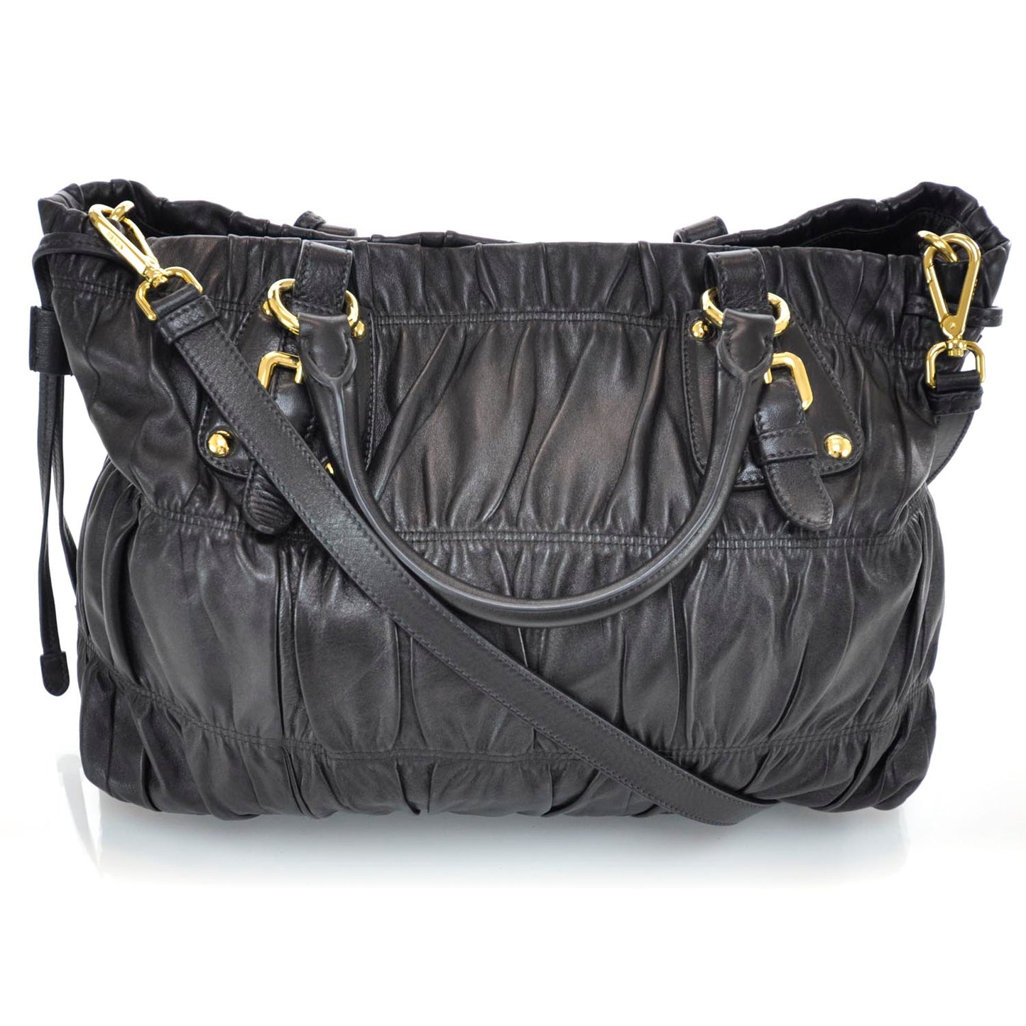 Nappa Leather Gaufre Tote Nero Black