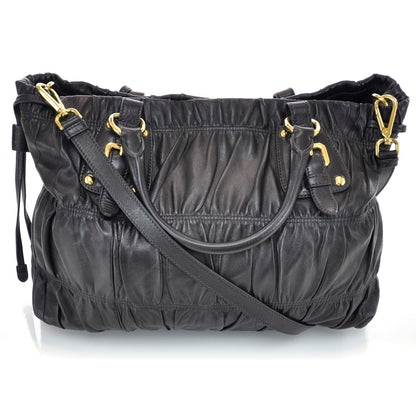 Prada Nappa Leather Gaufre Tote Nero Black 3 of 11