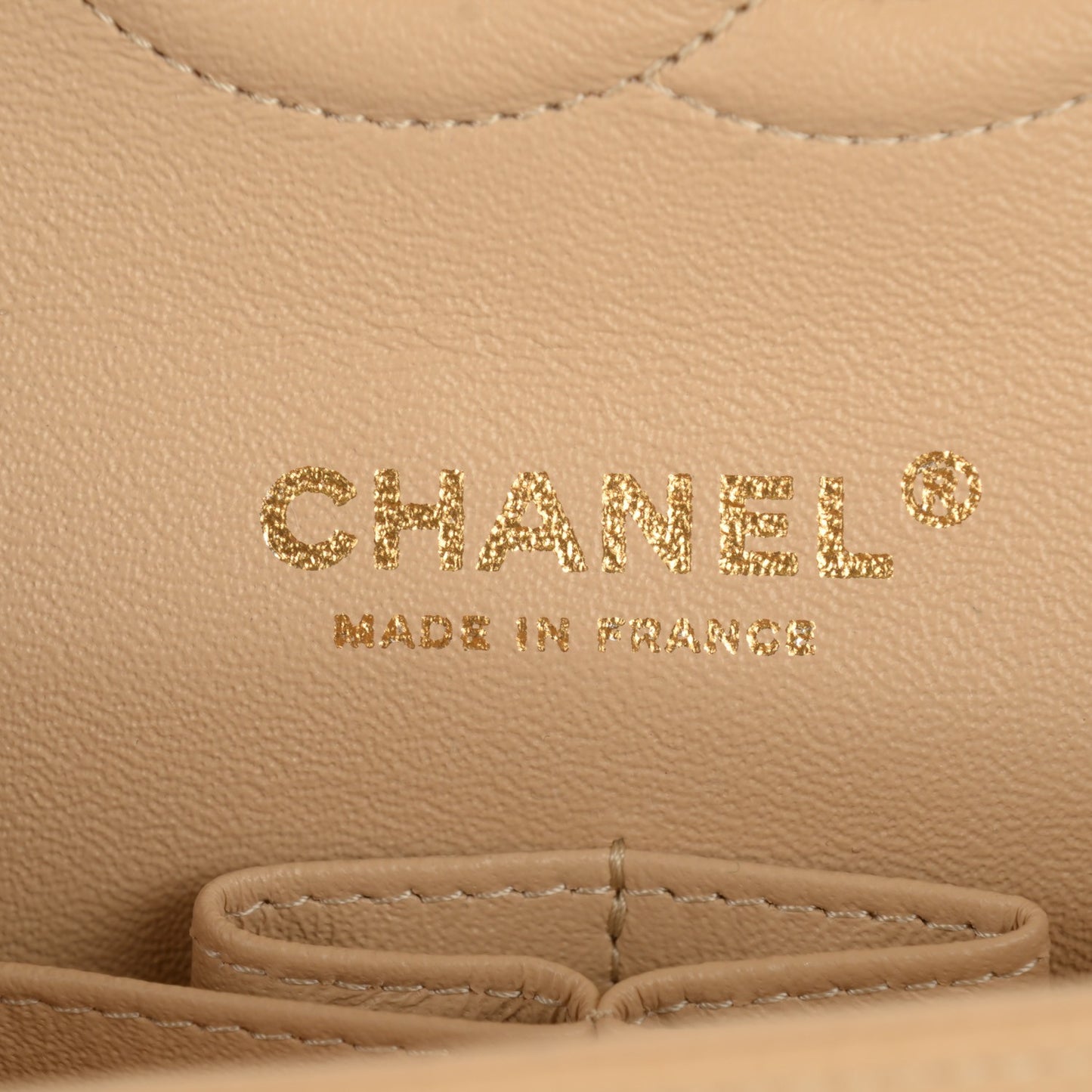 Caviar Quilted Medium Double Flap Beige Clair