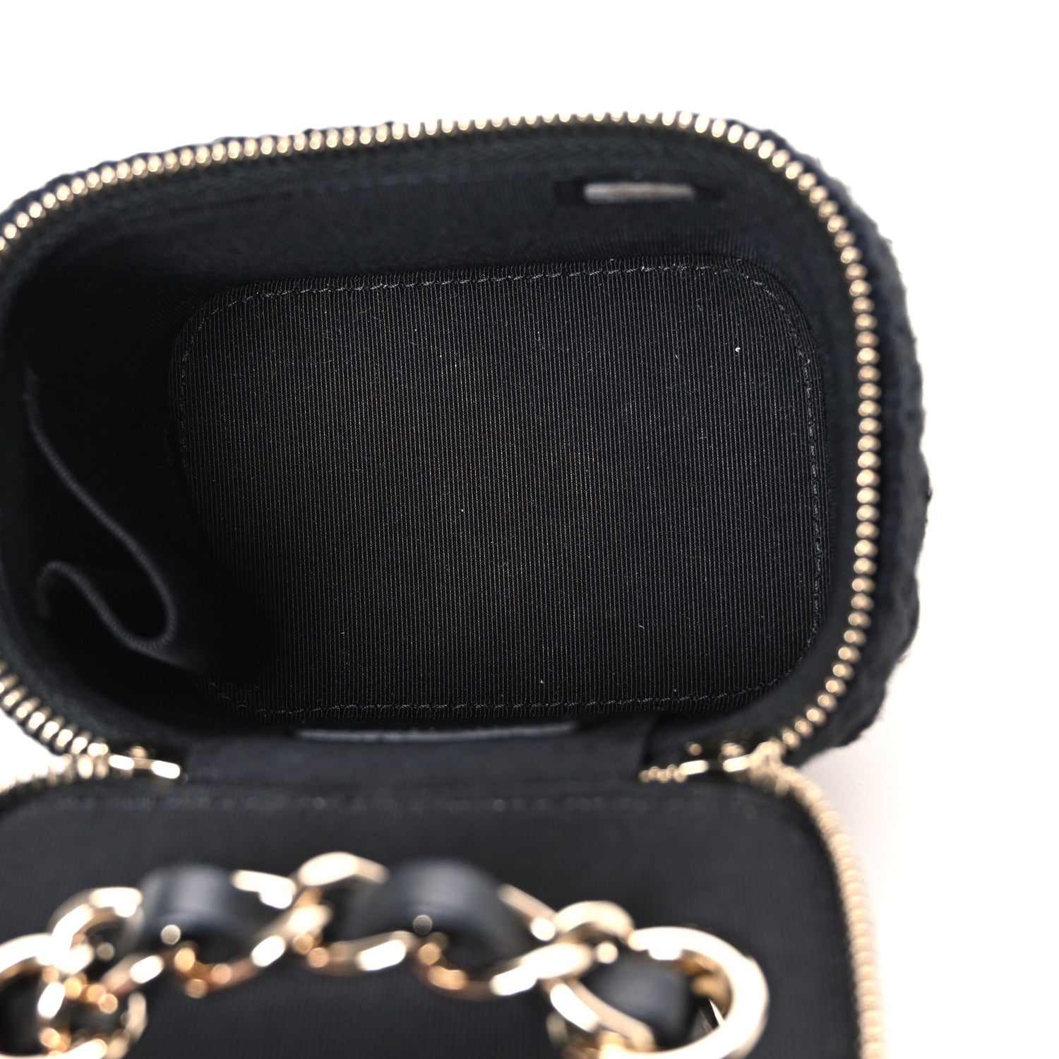 Chanel Lambskin Crochet Quilted Mini Vanity Case With Chain Black 5 of 10