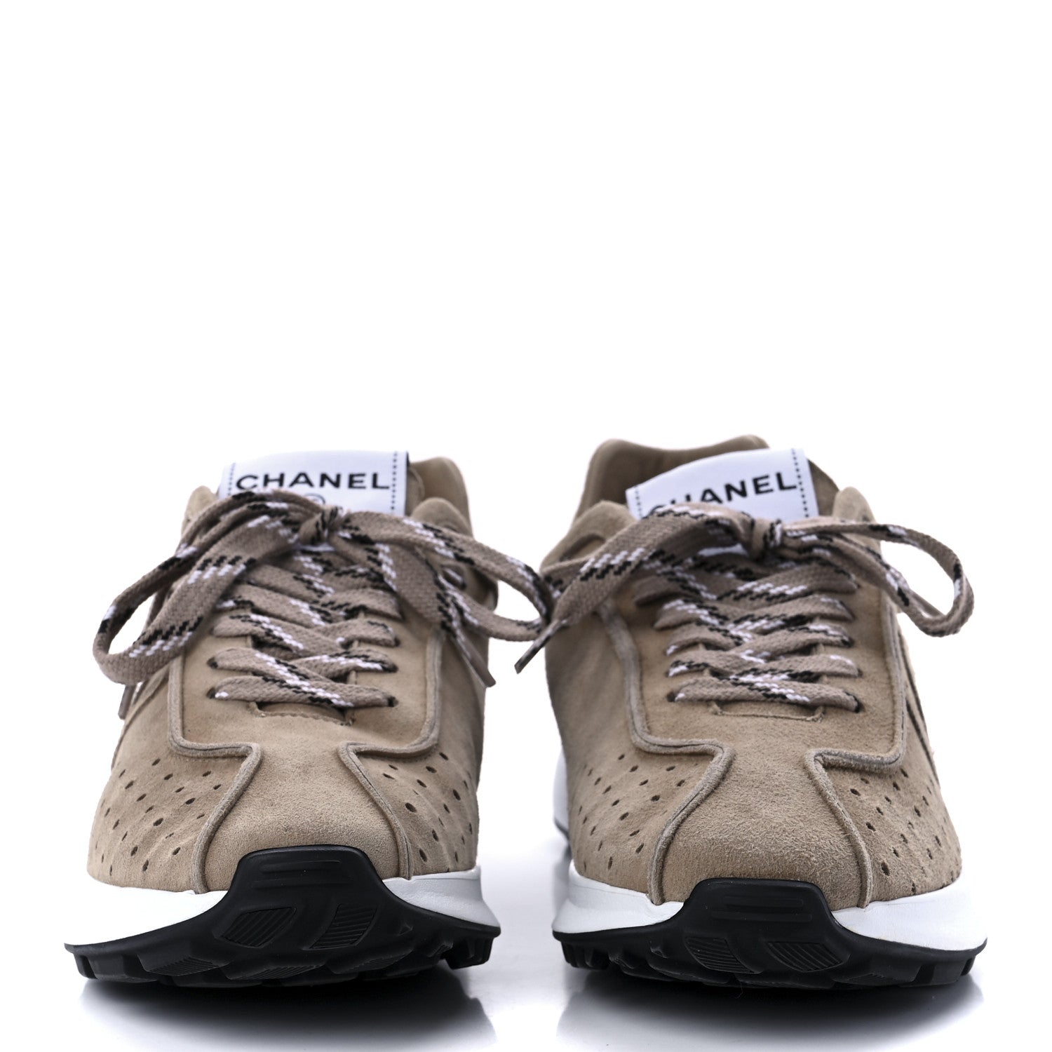 Chanel Suede Goatskin CC Sneakers 39.5 Dark Beige 2 of 9