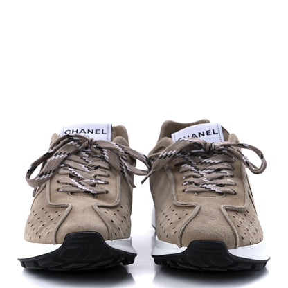 Chanel Suede Goatskin CC Sneakers 39.5 Dark Beige 2 of 9