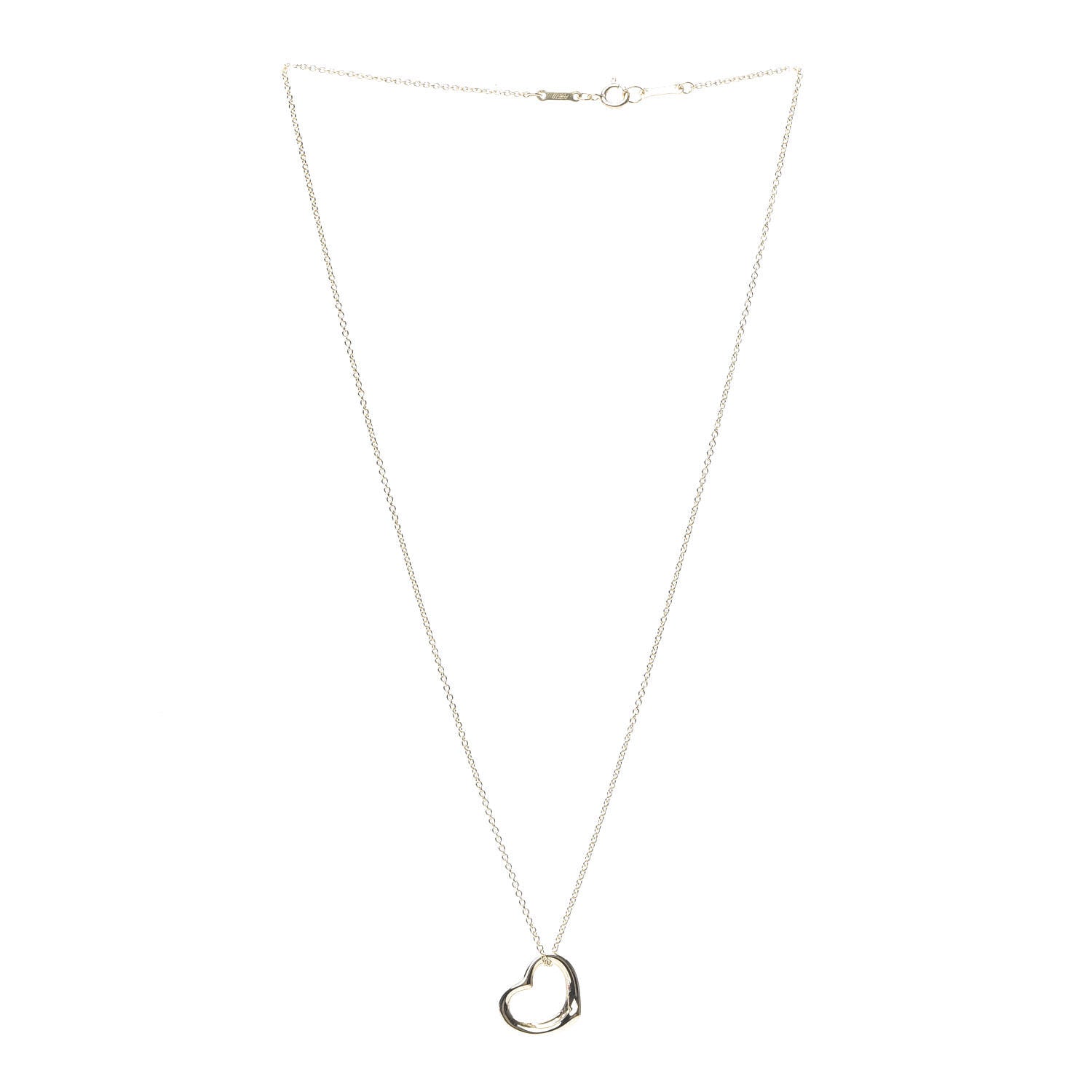Tiffany 18K Yellow Gold Elsa Peretti Small Open Heart Pendant Necklace 2 of 4