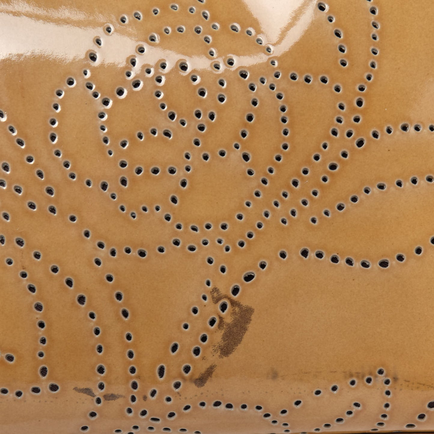 Patent Perforated Camellia Tote Beige