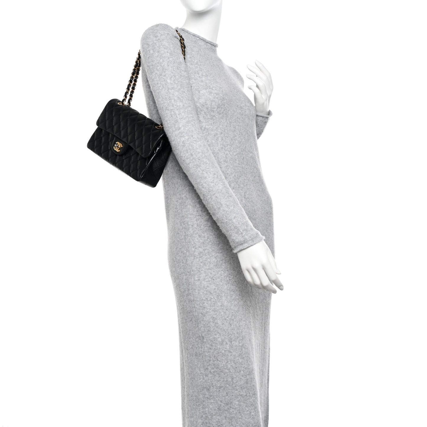 Lambskin Quilted Small Double Flap Black