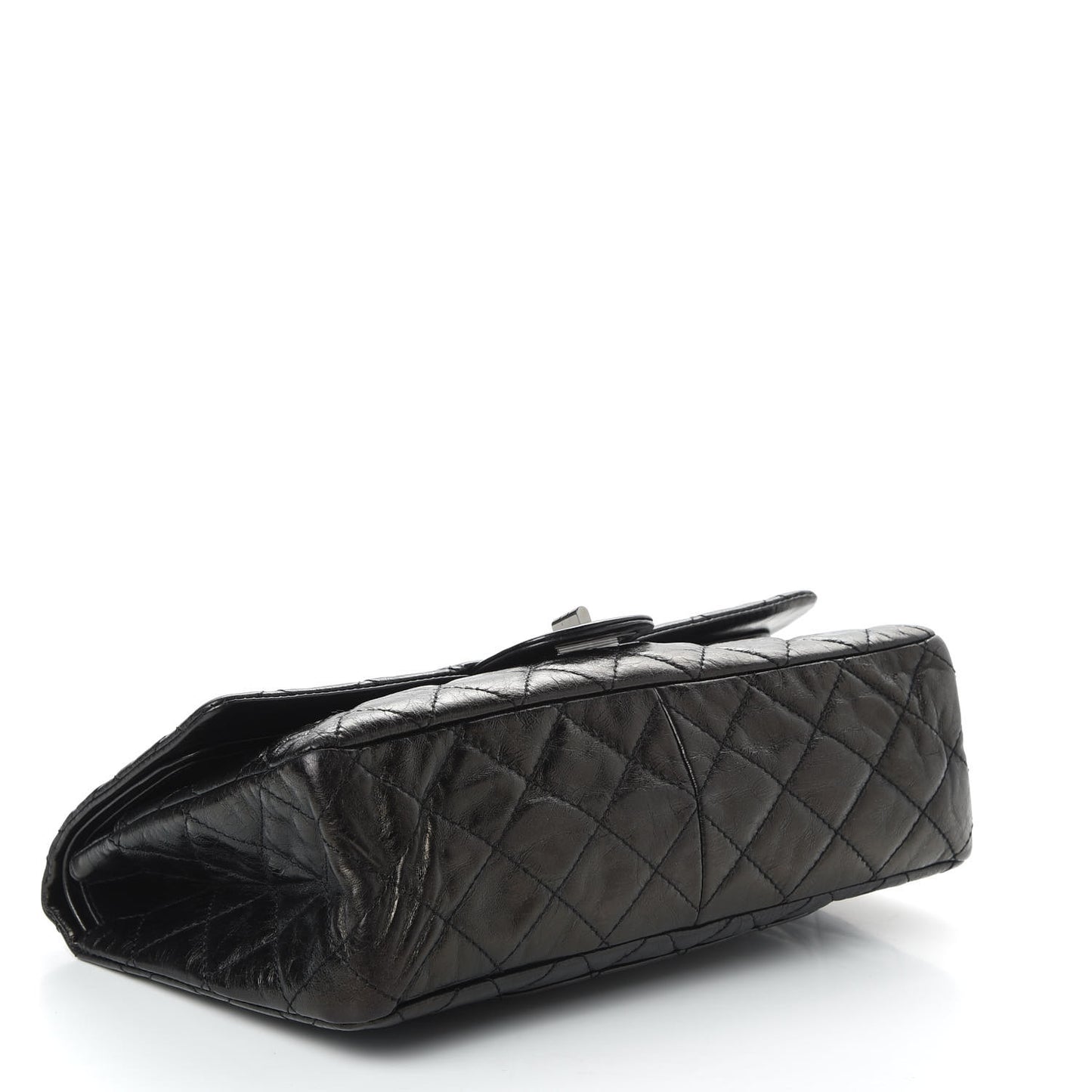 Glazed Aged Calfskin Quilted 2.55 Reissue 227 Flap Black