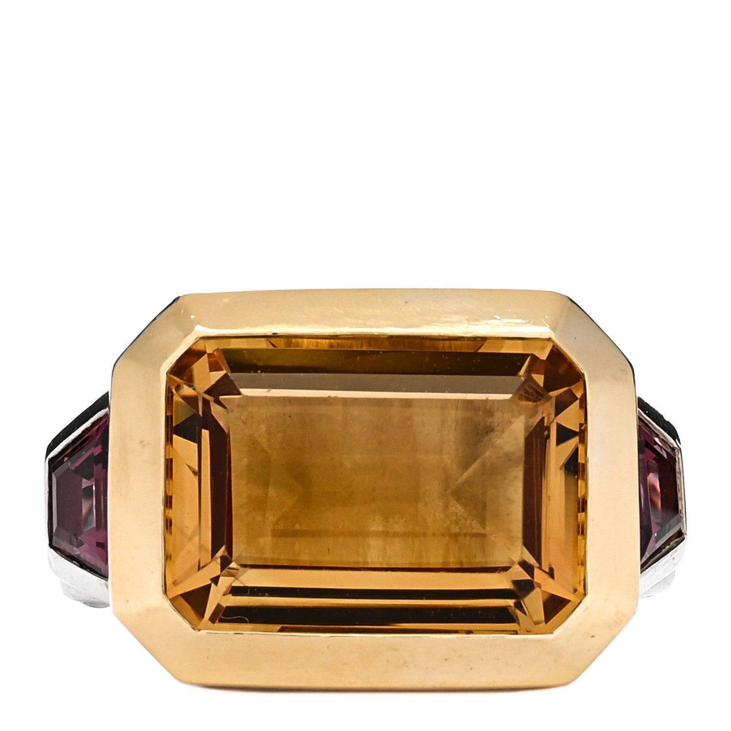 David Yurman Sterling Silver 18K Yellow Gold Citrine Rhodonite Garnet Three Stone Novella Ring 49 5 1 of 3